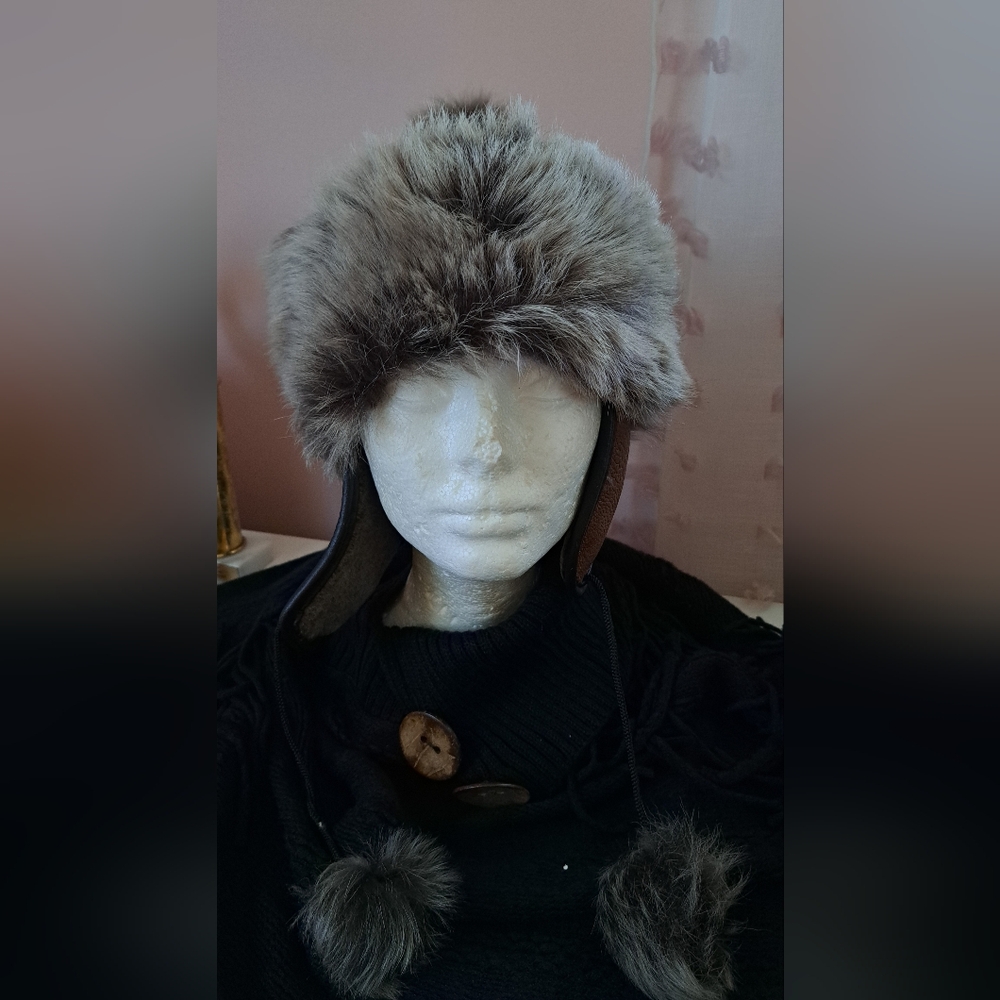 Fur Trapper Hat - Gray